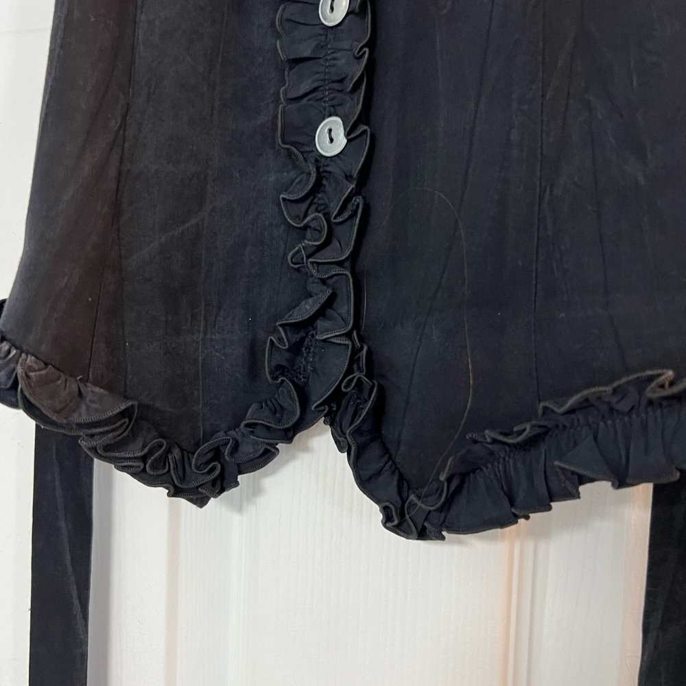 Betsey Johnson Blackish Ruffled Sleeveless Vest - Picture 2 of 16